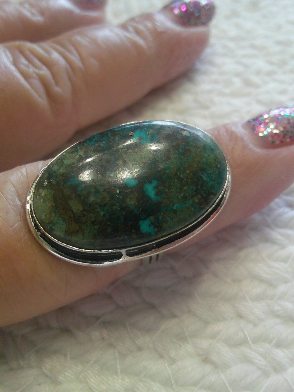 Beautiful CHRYSOCOLLA Handmade Sterling 925 Ring Size 8.5 #386F